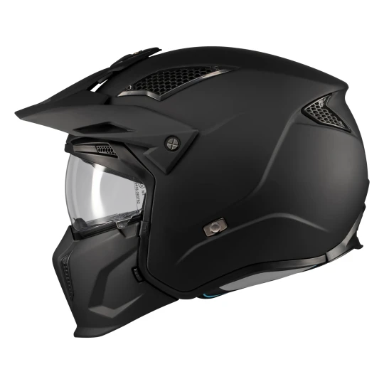 Casca MT Streetfighter SV S Pure A1 negru mat (ochelari soare integrati) - masca (protectie) barbie si cozoroc detasabile - omologare noua ECE 22.06 - M (57/58cm)