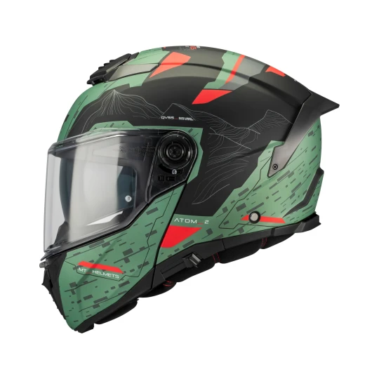 Casca modulabila MT Atom 2 SV Highlands C6 verde mat (ochelari soare integrati) Pinlock Ready - tip viziera: MT-V-35 - XL (61/62cm)
