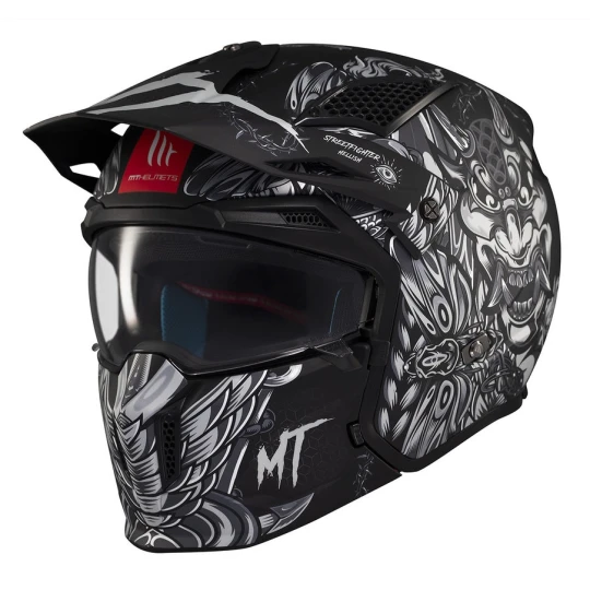 Casca MT Streetfighter SV S B2 Hellish negru mat (ochelari soare integrati) - masca (protectie) barbie si cozoroc detasabile - omologare noua ECE 22.06 - Negru mat , XL (61/62cm)