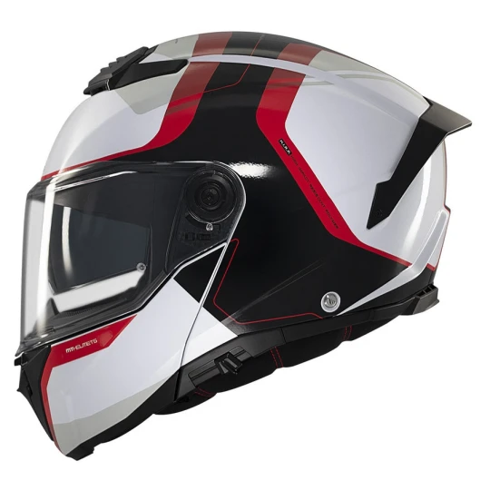 Casca modulabila MT Atom 2 SV Emalla B0 alb/rosu mat (ochelari soare integrati) Pinlock Ready - tip viziera: MT-V-35 - Alb/rosu lucios , S (55/56cm)