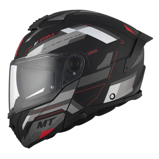 Casca modulabila MT Atom 2 SV Bast D5 negru/gri mat (ochelari soare integrati) Pinlock Ready - tip viziera: MT-V-35 - Negru/gri mat , L (59/60cm)